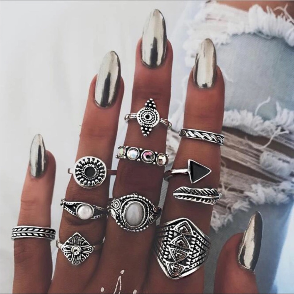 Boho chic ring set (this one is a steal)
